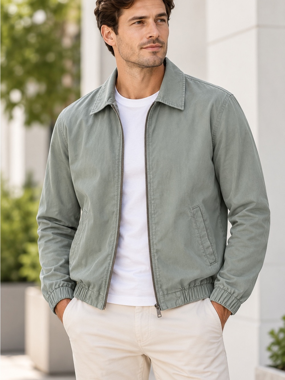 NWT Rare Rabbit Flinsten Dusky Green Harrington Jacket Mens Small Preppy Coat